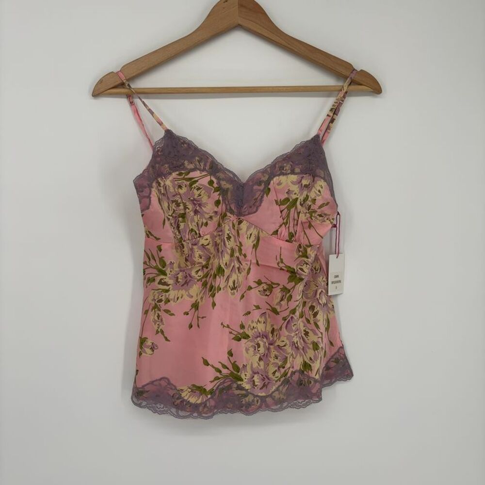 Gold Hawk Floral Silk Lace Camisole